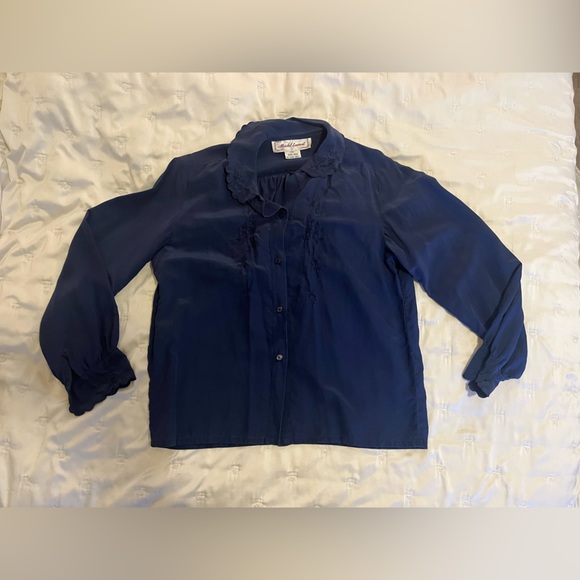 Vintage Michel Laurent Silk Embroidered Blouse - Picture 1 of 4